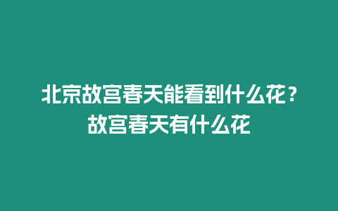 北京故宮春天能看到什么花？故宮春天有什么花