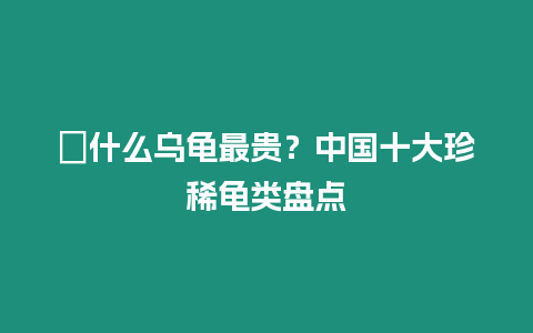 ?什么烏龜最貴？中國十大珍稀龜類盤點