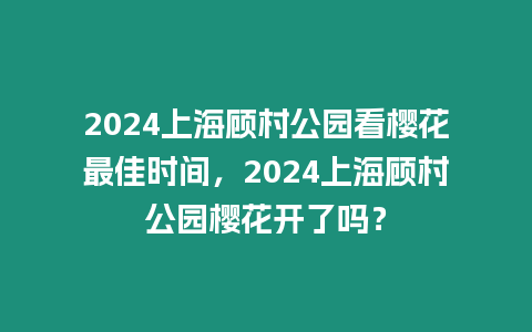 2024上海顧村公園看櫻花最佳時間，2024上海顧村公園櫻花開了嗎？