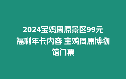 2024寶雞周原景區99元福利年卡內容 寶雞周原博物館門票