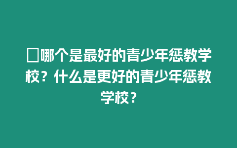 ?哪個是最好的青少年懲教學校？什么是更好的青少年懲教學校？