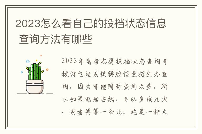 2024怎么看自己的投檔狀態信息 查詢方法有哪些