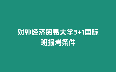 對外經濟貿易大學3+1國際班報考條件