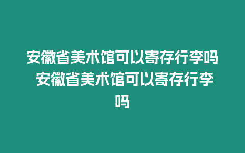 安徽省美術(shù)館可以寄存行李嗎 安徽省美術(shù)館可以寄存行李嗎