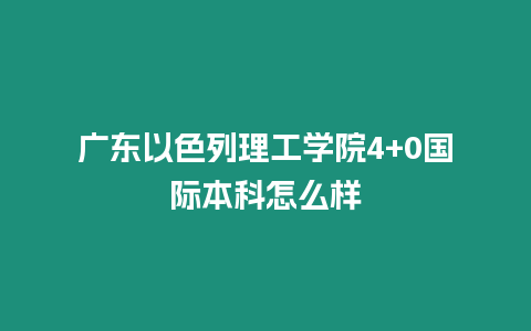 廣東以色列理工學院4+0國際本科怎么樣