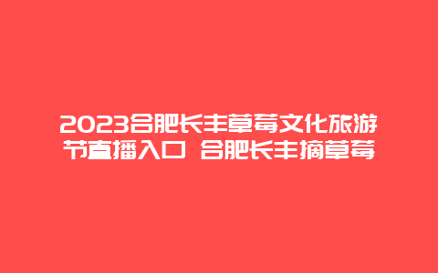 2024合肥長豐草莓文化旅游節直播入口 合肥長豐摘草莓