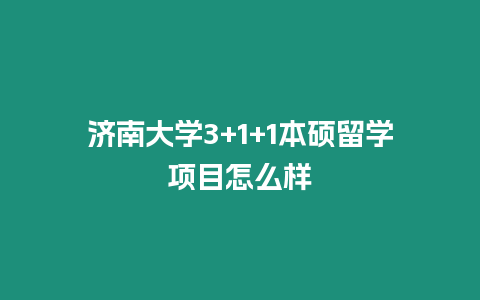 濟(jì)南大學(xué)3+1+1本碩留學(xué)項(xiàng)目怎么樣