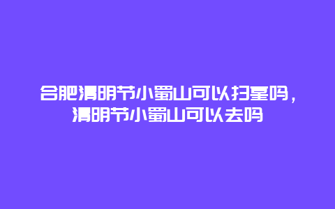 合肥清明節(jié)小蜀山可以掃墓嗎，清明節(jié)小蜀山可以去嗎