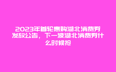 2024年首輪惠購湖北消費券發放公告，下一波湖北消費券什么時候搶