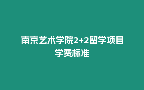 南京藝術學院2+2留學項目學費標準