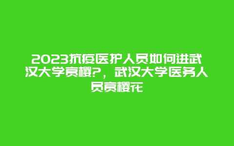 2024抗疫醫護人員如何進武漢大學賞櫻?，武漢大學醫務人員賞櫻花