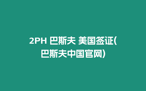 2PH 巴斯夫 美國簽證(巴斯夫中國官網)