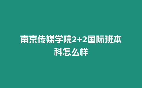 南京傳媒學院2+2國際班本科怎么樣