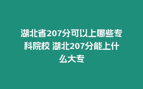 湖北省207分可以上哪些專科院校 湖北207分能上什么大專