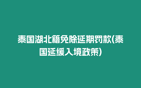 泰國湖北籍免除延期罰款(泰國延緩入境政策)