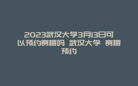 2024武漢大學3月13日可以預約賞櫻嗎 武漢大學 賞櫻預約