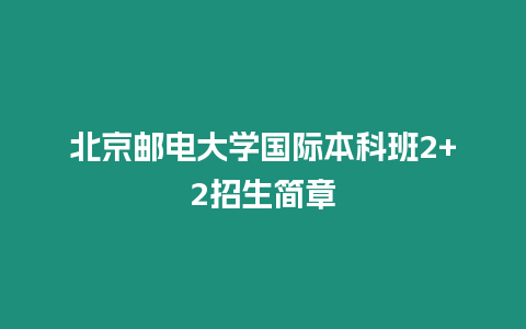 北京郵電大學國際本科班2+2招生簡章