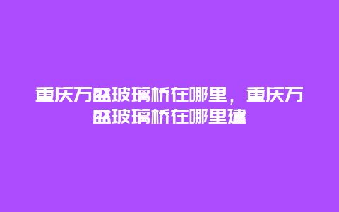 重慶萬盛玻璃橋在哪里，重慶萬盛玻璃橋在哪里建