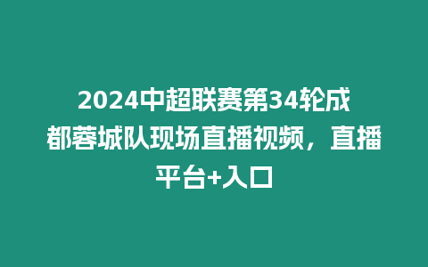 2024中超聯賽第34輪成都蓉城隊現場直播視頻，直播平臺+入口