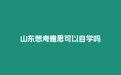 山東想考雅思可以自學(xué)嗎