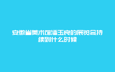 安徽省美術館潘玉良的展覽會持續到什么時候