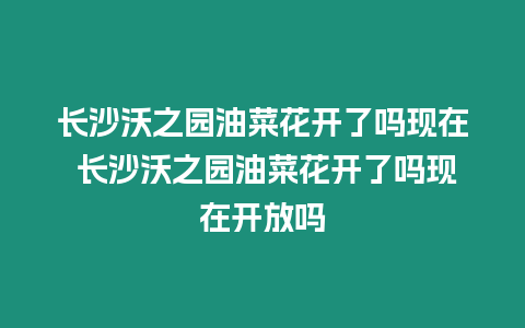 長沙沃之園油菜花開了嗎現在 長沙沃之園油菜花開了嗎現在開放嗎