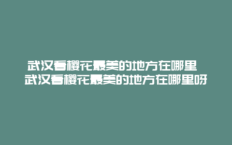 武漢看櫻花最美的地方在哪里 武漢看櫻花最美的地方在哪里呀