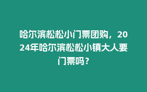 哈爾濱松松小門票團購，2024年哈爾濱松松小鎮大人要門票嗎？