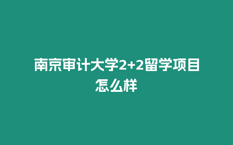 南京審計大學2+2留學項目怎么樣