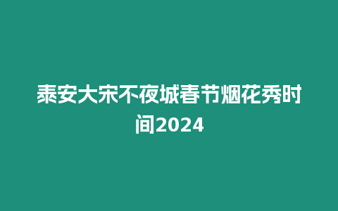 泰安大宋不夜城春節煙花秀時間2024