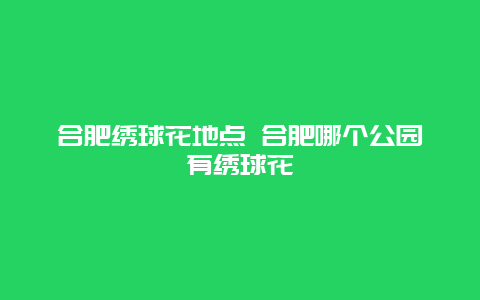 合肥繡球花地點 合肥哪個公園有繡球花