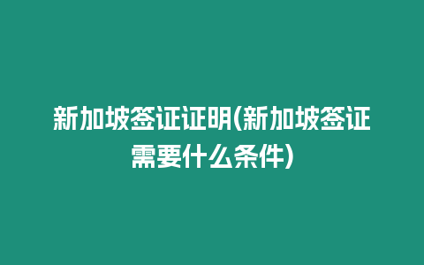 新加坡簽證證明(新加坡簽證需要什么條件)