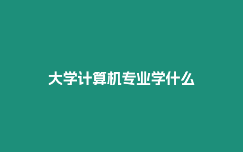 大學計算機專業學什么