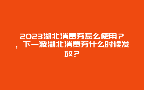 2024湖北消費券怎么使用？，下一波湖北消費券什么時候發(fā)放？