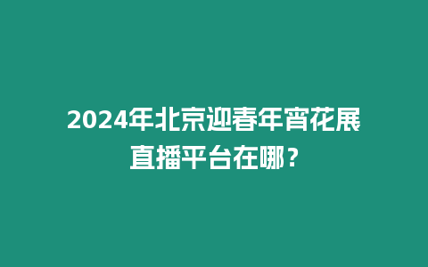 2024年北京迎春年宵花展直播平臺在哪？