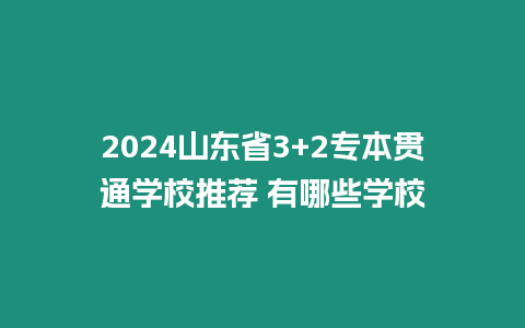 2024山東省3+2專本貫通學校推薦 有哪些學校