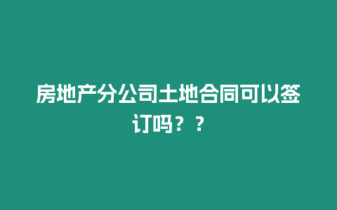 房地產分公司土地合同可以簽訂嗎？？