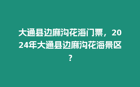 大通縣邊麻溝花海門票，2024年大通縣邊麻溝花海景區(qū)？