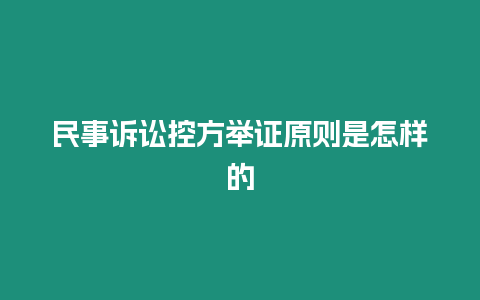 民事訴訟控方舉證原則是怎樣的