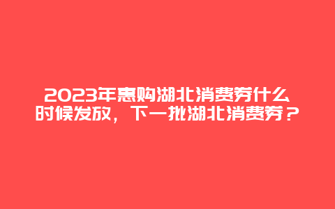 2024年惠購湖北消費券什么時候發放，下一批湖北消費券？