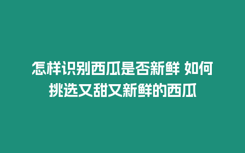 怎樣識別西瓜是否新鮮 如何挑選又甜又新鮮的西瓜