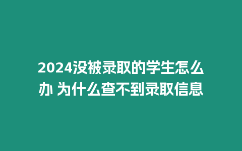 2024沒被錄取的學生怎么辦 為什么查不到錄取信息