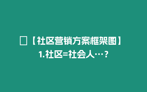 ?【社區營銷方案框架圖】 1.社區=社會人…？