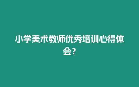 小學美術教師優秀培訓心得體會？