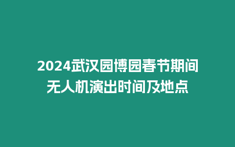 2024武漢園博園春節期間無人機演出時間及地點