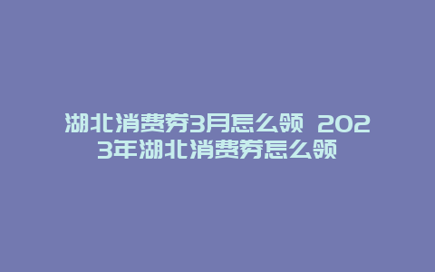 湖北消費券3月怎么領 2024年湖北消費券怎么領