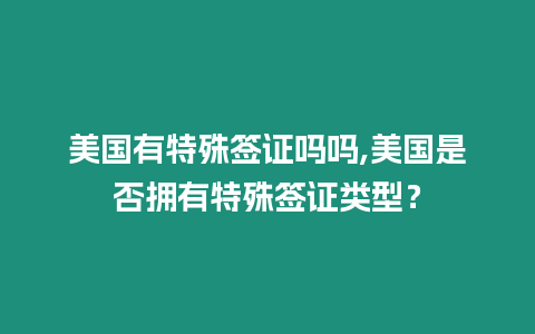 美國有特殊簽證嗎嗎,美國是否擁有特殊簽證類型？