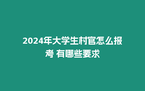 2024年大學(xué)生村官怎么報考 有哪些要求