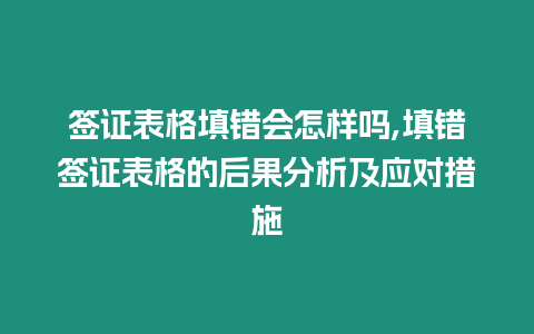 簽證表格填錯會怎樣嗎,填錯簽證表格的后果分析及應對措施