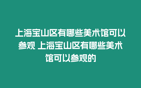 上海寶山區有哪些美術館可以參觀 上海寶山區有哪些美術館可以參觀的